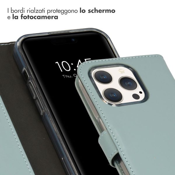 Selencia Cover a libro in vera pelle Apple iPhone 15 Pro - Air Blue