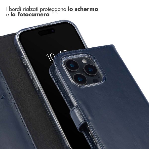 Selencia Cover a libro in vera pelle Apple iPhone 16 Pro Max - Blu