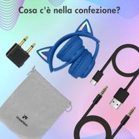 imoshion Cuffie wireless per bambini LED Light Cat Ear - Limitatore di decibel - Con cavo AUX - Cobalt Blue