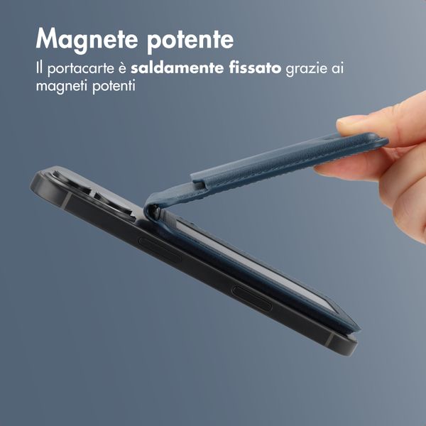 Accezz Portafoglio in pelle magnetico con supporto - Compatibile con Apple Find My - Nightfall Blue
