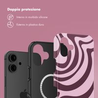 Selencia Cover posteriore Vivid con MagSafe Apple iPhone 16 - Wavy Swirl Pink Plum