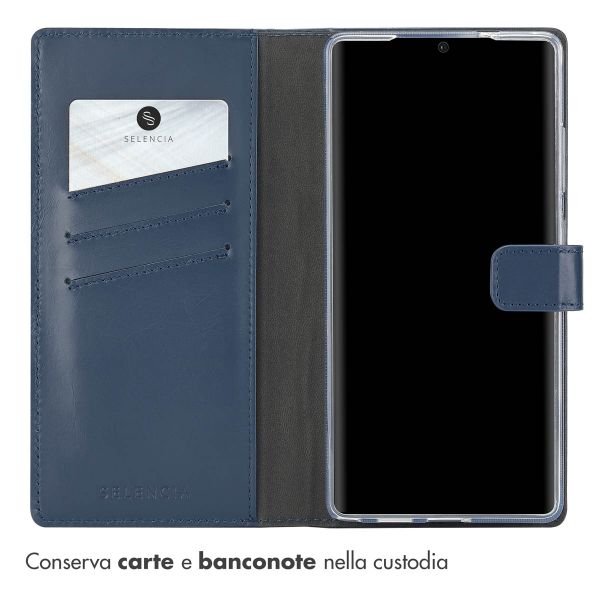 Selencia Cover a libro in vera pelle Samsung Galaxy S25 Ultra - Blu
