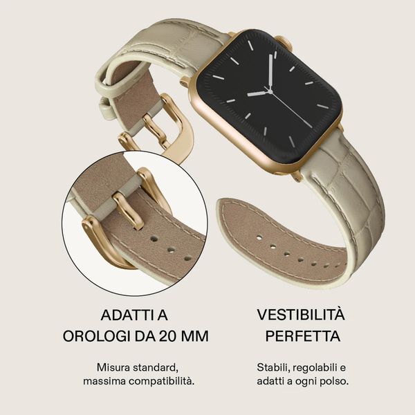 Burga Cinturino in vera pelle  - Apple Watch | 44/45/46/49 mm / Attacco universale 20 mm - Buttermelt / Gold