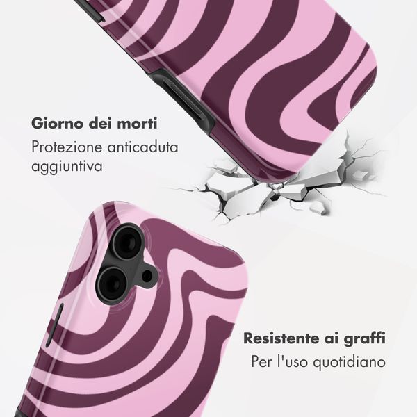 Selencia Cover Posteriore Vivid Apple iPhone 16 - Wavy Swirl Pink Plum