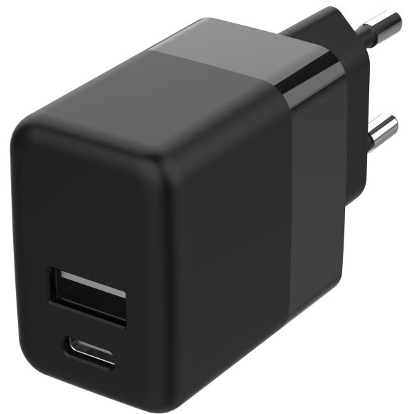 Accezz Caricatore da parete con cavo da USB-C a USB - Caricatore - 20 Watt - 1 metro - Nero