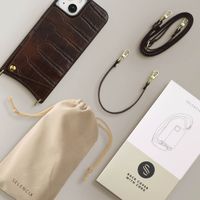 Selencia Cover per telefono Nova Croco con cordino e portacarte Apple iPhone 14 / 13 - Choco Brown
