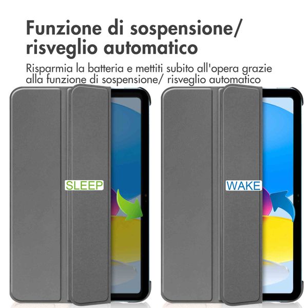 imoshion Cover a libro Trifold Apple iPad 11 (2025) 11 pollici A16 / iPad 10 (2022) 10.9 pollici - Grigio