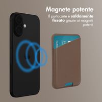 Accezz Portacarte in pelle magnetico - Compatibile con Apple Find My - Coffee Brown