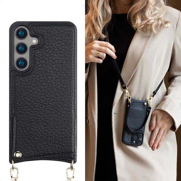 Selencia Cover per telefono Nova con cordino e portacarte Samsung Galaxy S24 - Nero