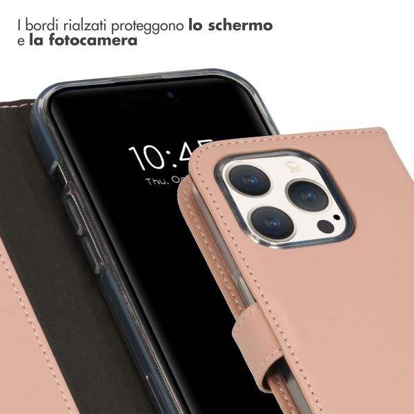 Selencia Cover a libro in vera pelle Apple iPhone 15 Pro - Dusty Pink