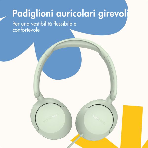 imoshion Cuffie per bambini con filo - cavo AUX - limitatore di decibel - Mint Green