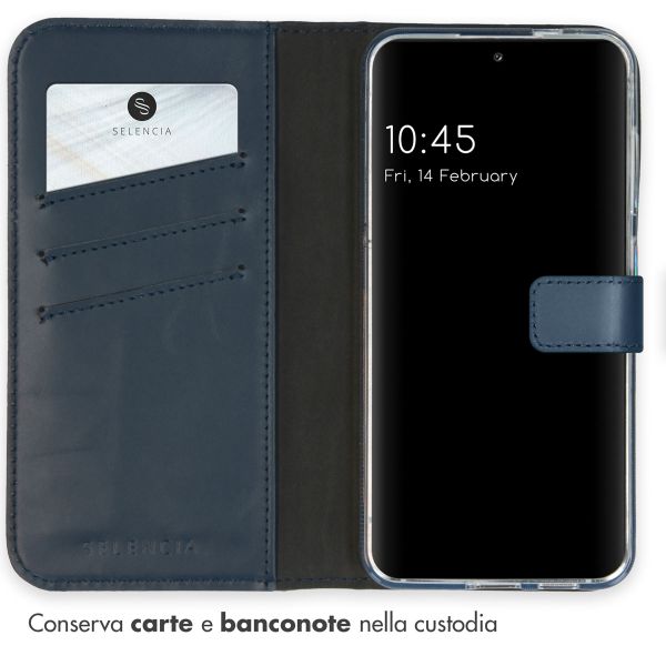 Selencia Cover a libro in vera pelle Samsung Galaxy S24 - Blu scuro