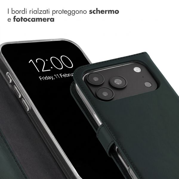 Selencia Cover a libro in vera pelle Apple iPhone 18 Pro / 17 Pro - Verde