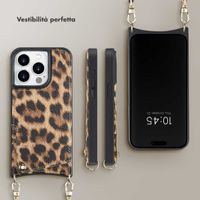 Selencia Cover per telefono Nova con cordino e portacarte Apple iPhone 15 Pro - Leopard