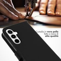 Selencia Cover a libro in vera pelle Samsung Galaxy A55 - Nero