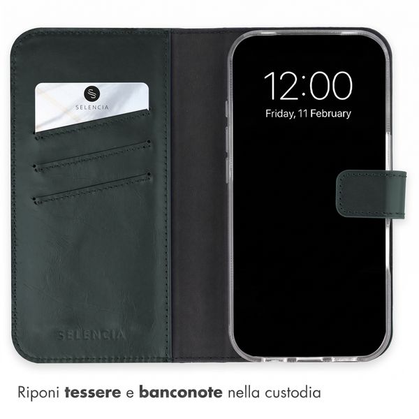 Selencia Cover a libro in vera pelle Apple iPhone 18 Pro Max / 17 Pro Max - Verde