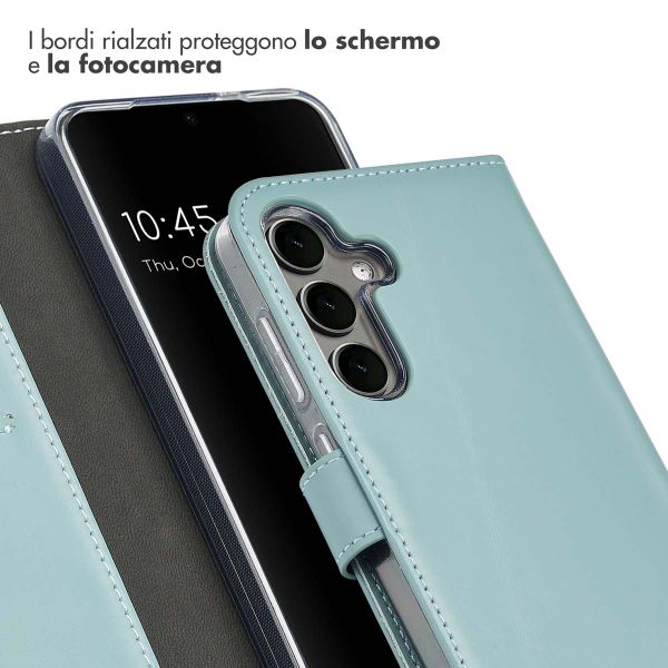 Selencia Cover a libro in vera pelle Samsung Galaxy S25 - Air Blue