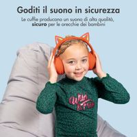 imoshion Cuffie wireless per bambini LED Light Cat Ear - Limitatore di decibel - Con cavo AUX - Arancione