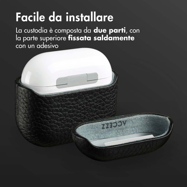 Accezz Cover in vera pelle  Apple Airpods 4 - Nero