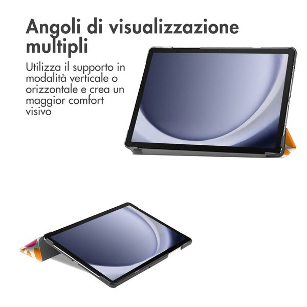 imoshion Cover Trifold Design Samsung Galaxy Tab A11 Plus / A9 Plus - Orange Flower Connect