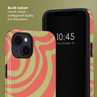Selencia Cover posteriore Vivid con MagSafe Apple iPhone 14 - Wavy Swirl Orange Fern