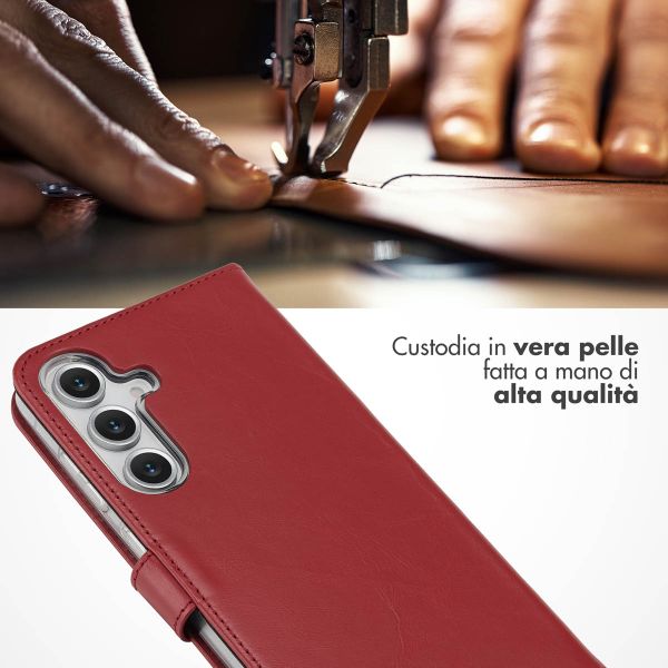 Selencia Cover a libro in vera pelle Samsung Galaxy S25 FE - Rosso