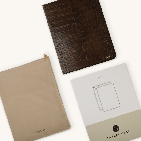 Selencia Custodia a libro Croco Apple iPad 11 (2025) 11 pollici A16 / iPad 10 (2022) 10.9 pollici - Choco Brown