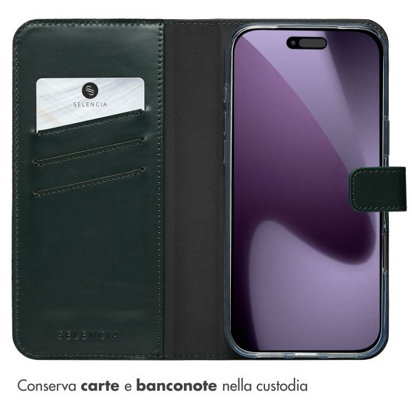 Selencia Cover a libro in vera pelle Apple iPhone 17 Pro Max - Verde