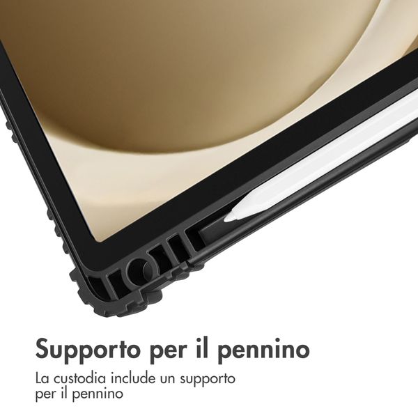 Accezz Libreria a tre ante robusta Samsung Galaxy Tab A9 Plus - Blu scuro
