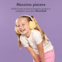 imoshion Cuffie wireless per bambini con LED Light - Limitatore di decibel - Con cavo AUX - Lavender Lilac / Yellow
