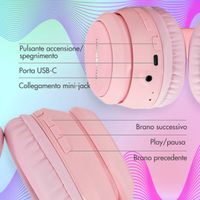 imoshion Cuffie wireless per bambini LED Light Cat Ear - Limitatore di Decibel - Con cavo AUX - Rosa