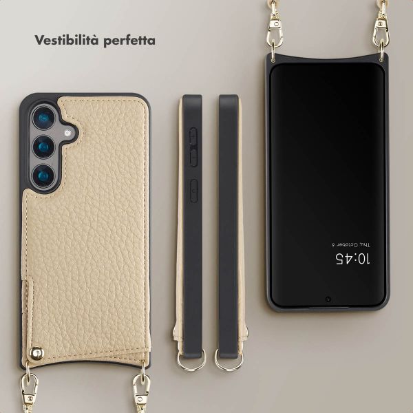 Selencia Cover per telefono Nova con cordino e portacarte Samsung Galaxy S24 - Beige