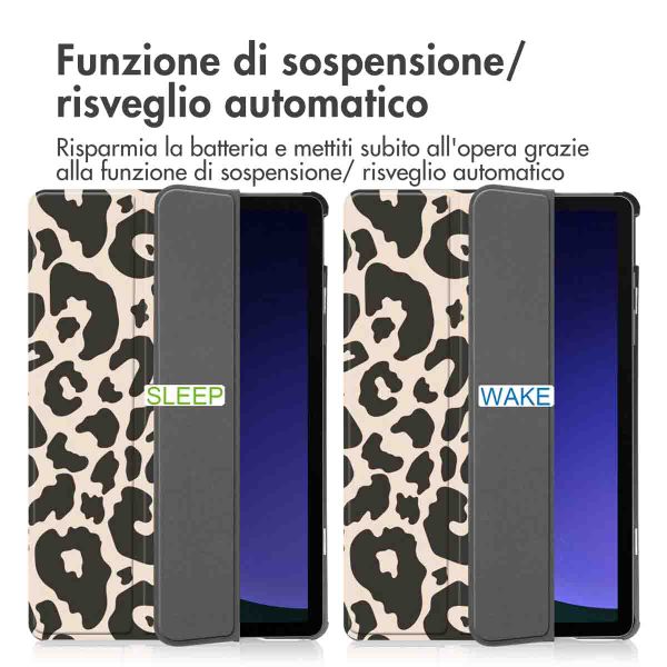 imoshion Cover Trifold Design Samsung Galaxy Tab S9 11.0 pollici - Leopard