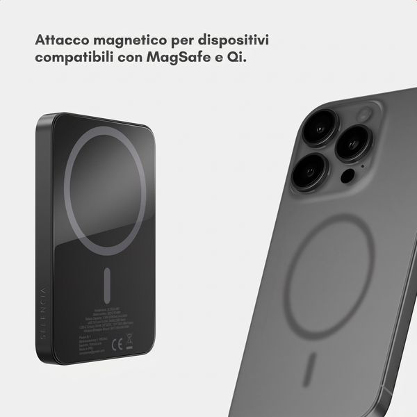 Selencia Vivid Powerbank 5.000 mAh - MagSafe e Qi - Nero / Choco Flower Pop