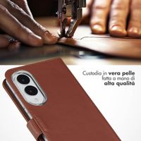 Selencia Cover a libro in vera pelle Samsung Galaxy S25 Edge - Marrone chiaro