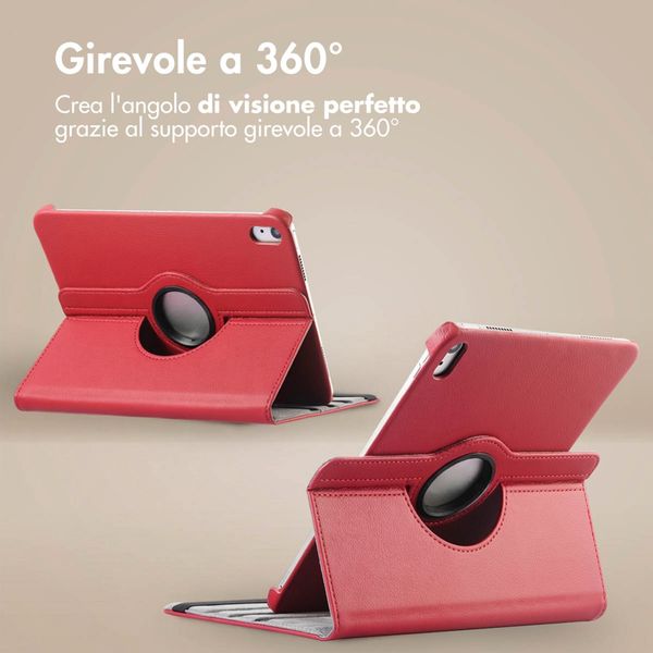 imoshion Cover Girevole a 360° Apple iPad 11 (2025) 11 pollici A16 / iPad 10 (2022) 10.9 pollici - Rosso scuro