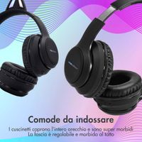 imoshion Cuffie wireless per bambini LED Light Cat Ear - Limitatore di decibel - Con cavo AUX - Nere