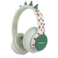 imoshion Cuffie Bluetooth Kids Dino - Cuffie per bambini con limitatore di decibel - Cuffie wireless + cavo AUX - Brown / Orange