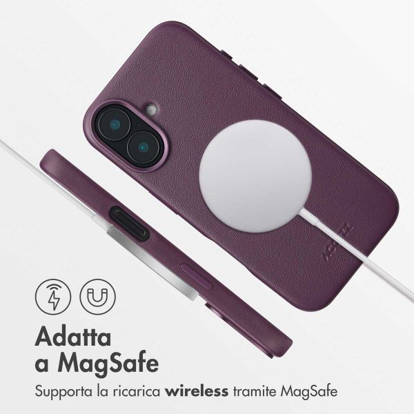 Accezz Cover in Pelle con MagSafe Apple iPhone 16 - Heath Purple