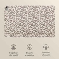 Selencia Libreria Sabi con stampa leopardata Apple iPad 11 (2025) 11 pollici A16 / iPad 10 (2022) 10.9 pollici - Soft Ivory