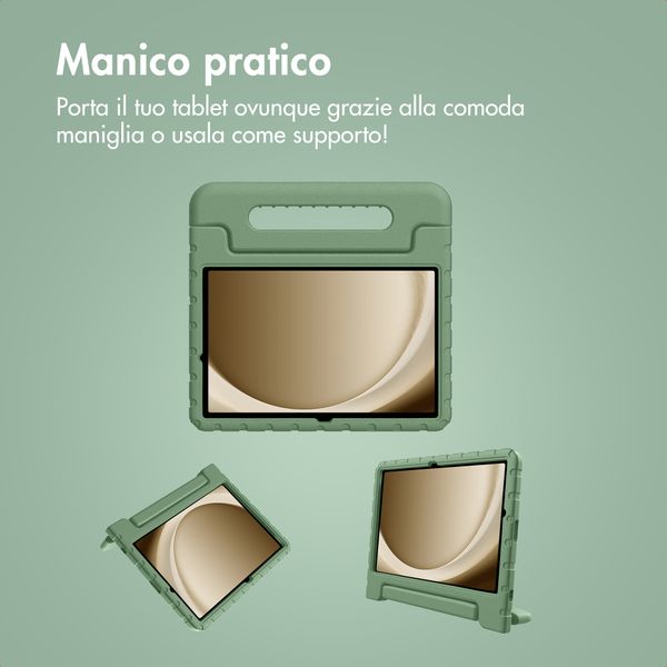 imoshion Cover Posteriore Kidsproof con Maniglia Samsung Galaxy Tab A11 Plus / A9 Plus - Olive Green