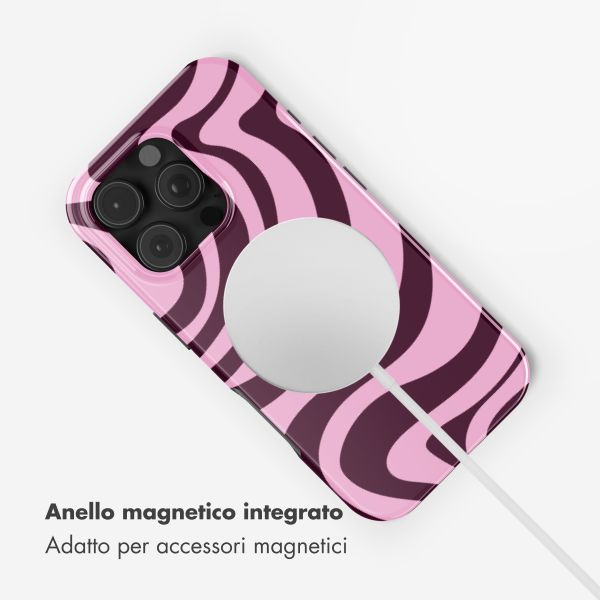 Selencia Cover posteriore Vivid con MagSafe Apple iPhone 16 Pro - Wavy Swirl Pink Plum