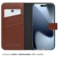 Selencia Cover a libro in vera pelle Apple iPhone 17 Pro - Marrone chiaro