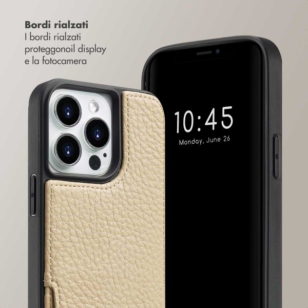 Selencia Cover per telefono Nova con cordino e portacarte Apple iPhone 14 Pro - Beige