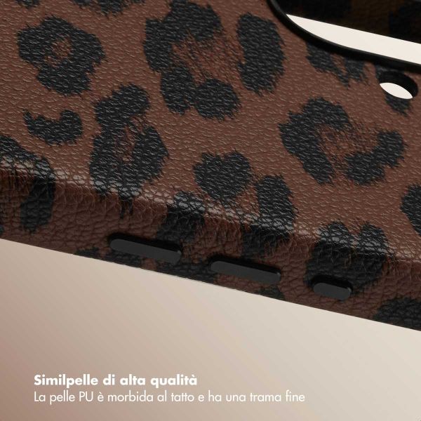 Selencia Cover Sabi Stampa pantera con MagSafe Apple iPhone 16 - Mocha Brown