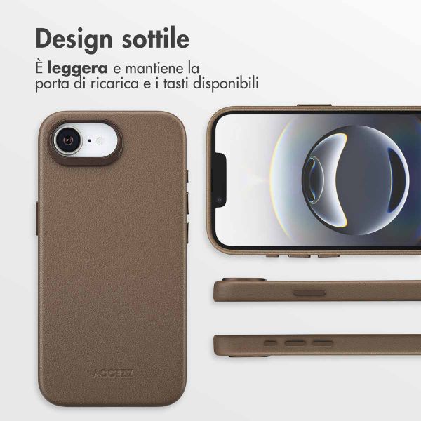 Accezz Cover in Pelle con MagSafe Apple iPhone 17e / 16e - Marrone caffè