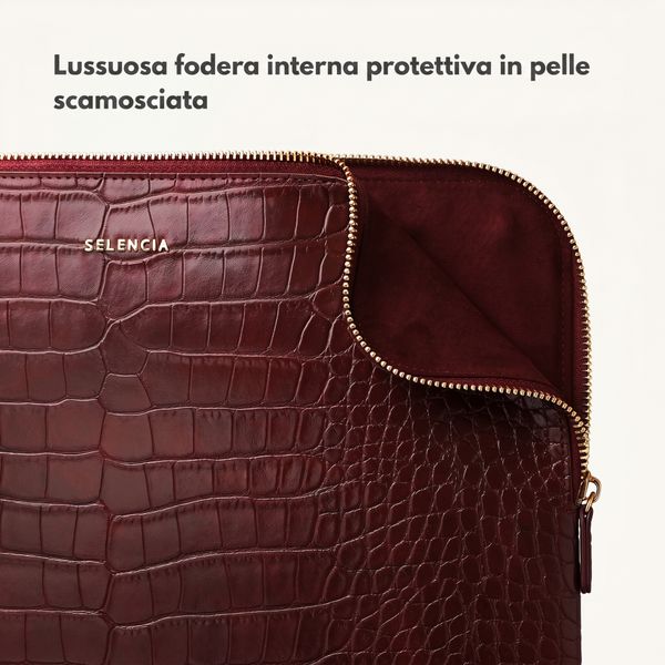 Selencia Cover per laptop Croco 11 pollici - Burgundy