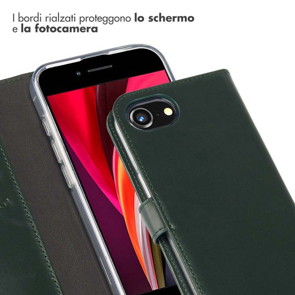Selencia Cover a libro in vera pelle Apple iPhone 17e / 16e - Verde