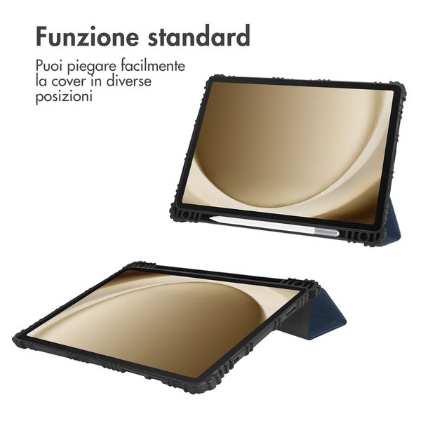 Accezz Libreria a tre ante robusta Samsung Galaxy Tab A9 Plus - Blu scuro