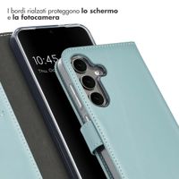 Selencia Cover a libro in vera pelle Samsung Galaxy S25 - Air Blue